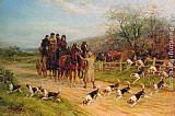 Heywood Hardy Canvas Paintings - Hounds First, Gentlemen, Hounds First